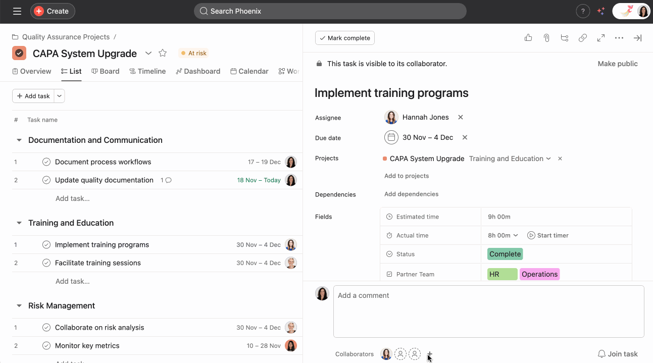 Adding collaborators in Asana task