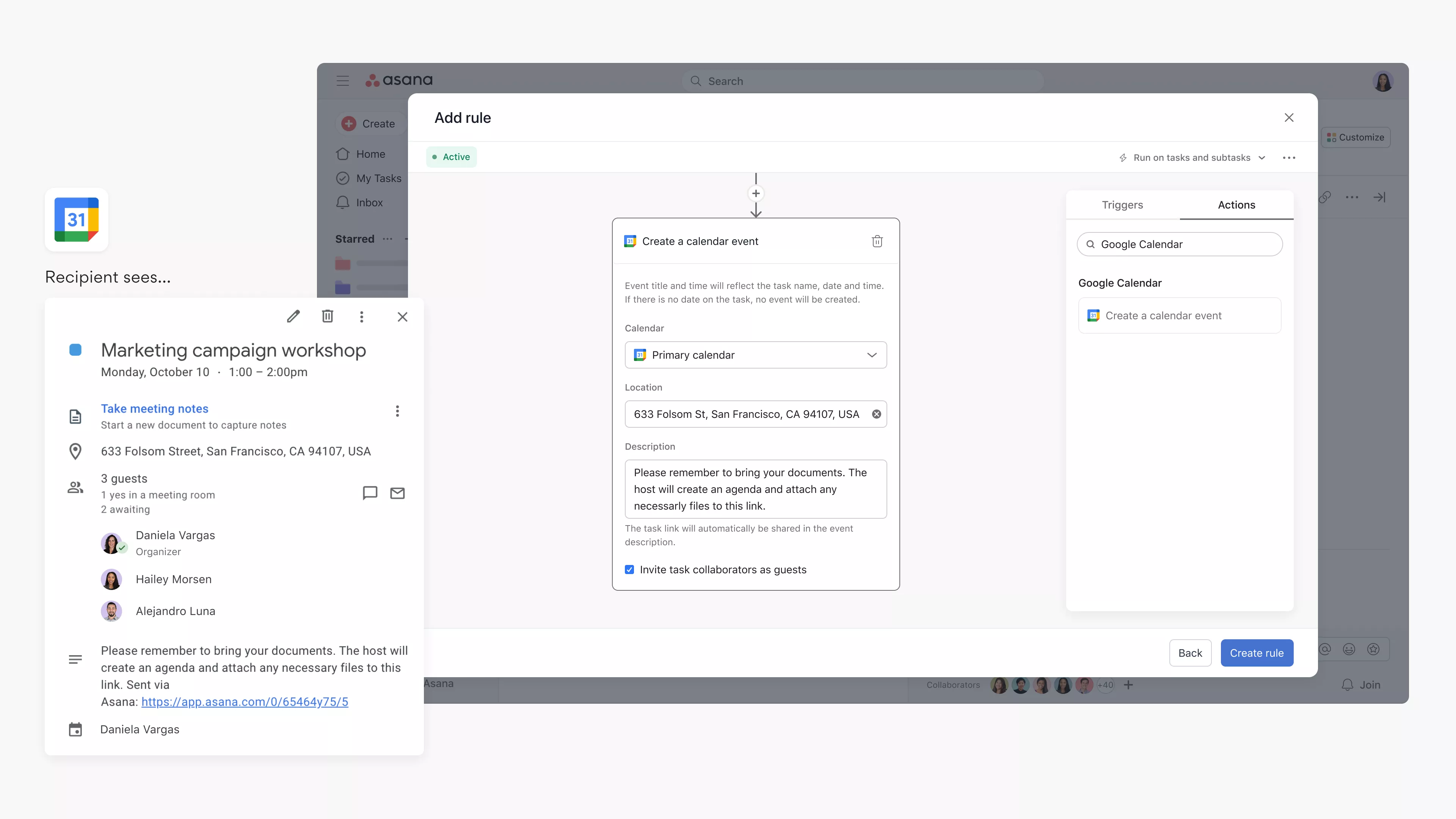 Google Calendar integration